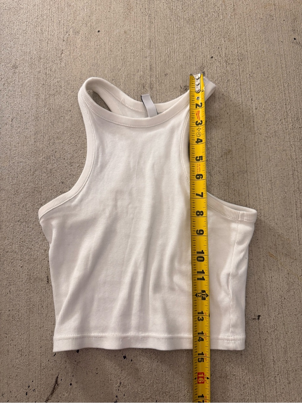 White Ribbed Racerback Crop Tank - Picture 5 of 5